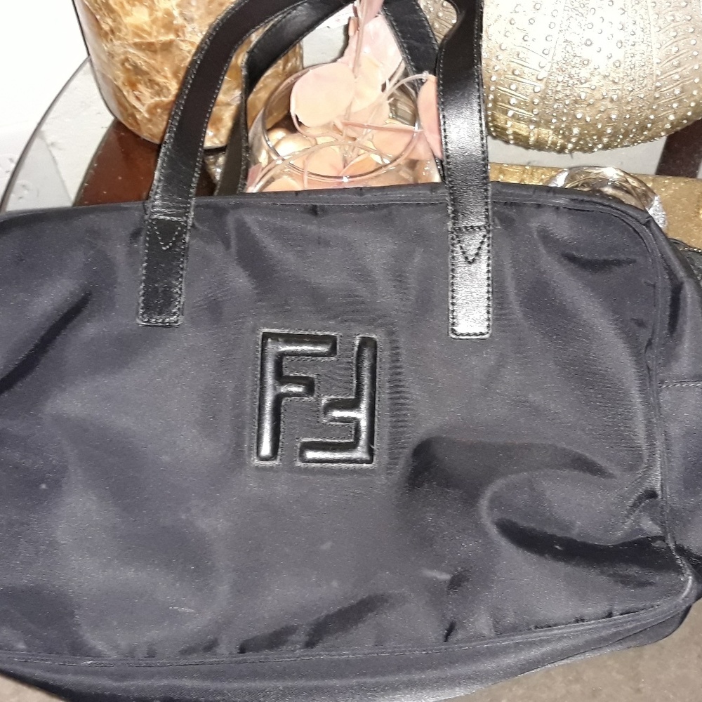 Vintage Fendi Nylon black tote handbag